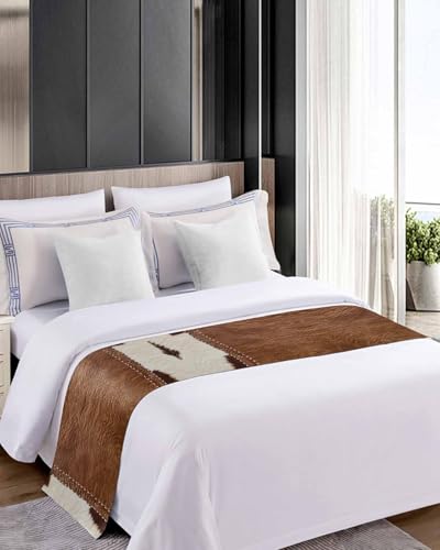Cow Print Bed Runner Scarf for King Size Beds - Western Decor Throw