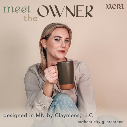 Olive Mora Ceramics Large Tea Mug with Infuser & Ceramic Lid - 18 oz, Rustic Matte Finish