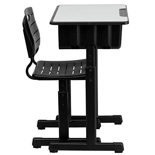 Flash Furniture Adjustable Student Desk & Chair Set, Black - Set of 1