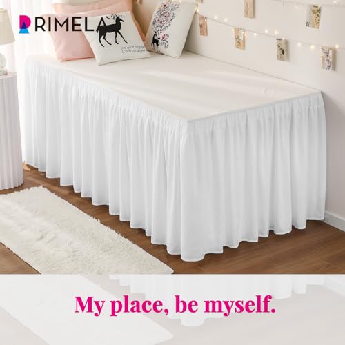 Twin XL Wrap Around Bed Skirt 32 Inch Drop - White Ruffled Dorm Essential