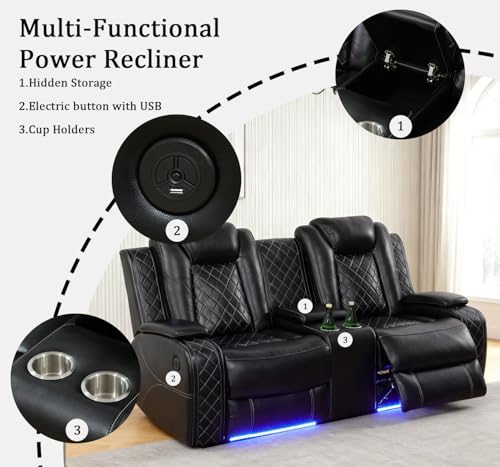 6-Seater Power Reclining Sofa Set with LED Lights and Built-in Charging
