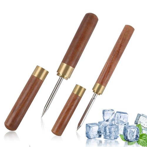 MCSDFN Pearwood 2 Sizes Stainless Steel Ice Picks with Safety Cover – Ice Breaker & Tea Knife Set