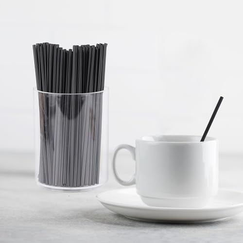 Black Plastic Coffee Stir Sticks 2000 Count - Disposable Cocktail & Drink Stirrers