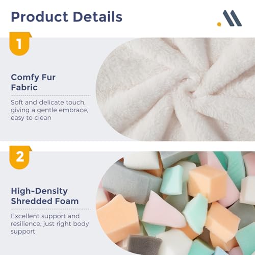 Faux Fur Bean Bag Chair with Back Support - Soft Stuffed Floor Sofa