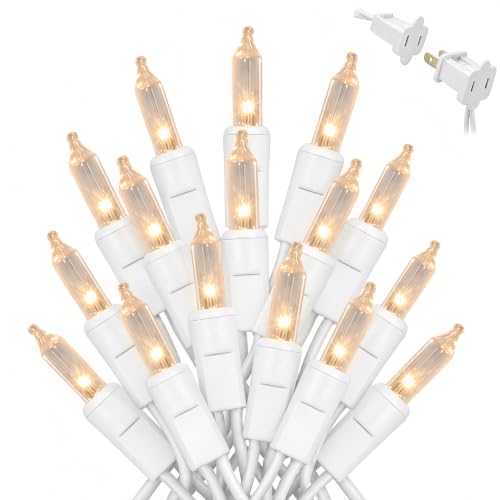 Xeekeehii Warm White 2-Pack 21Ft Christmas String Lights - 100 Incandescent Bulbs