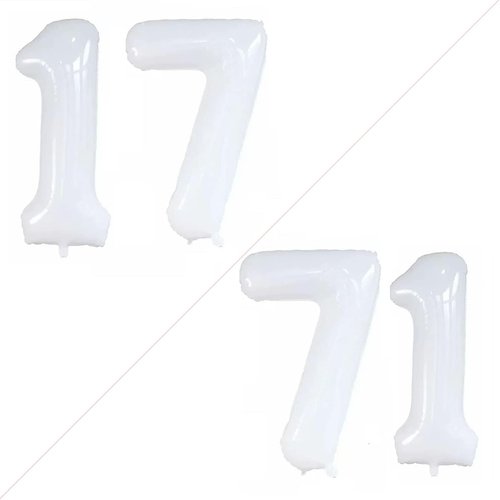 GOER Jumbo 42 Inch Number 17 Balloons - Sweet 17 Birthday Party Decorations | White Foil Helium Balloons