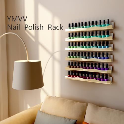 Gold Mirror Finish Wall-Mounted Nail Polish Organizer Rack - 15 Inch Multi-Purpose Storage, 6 Pack