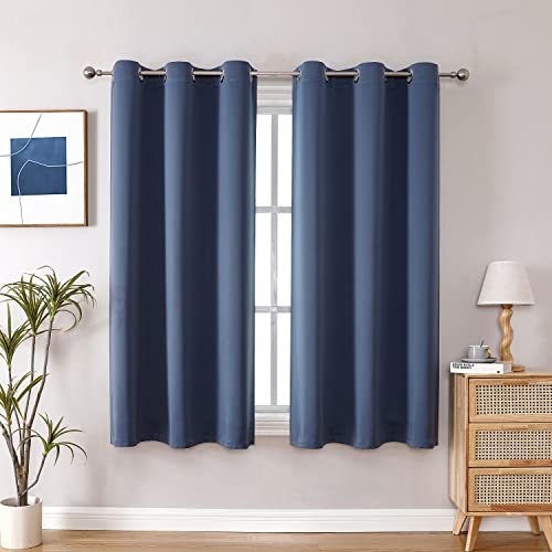 Stone Blue Blackout Curtains - 42 x 48 Inch Thermal Insulated Grommet Drapes