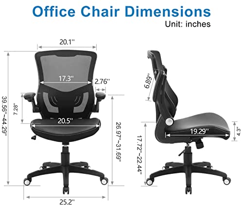 Ergonomic Office Chair with Lumbar Support and Flip-Up Arms