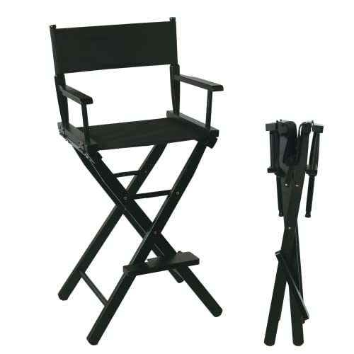 Tall Foldable Makeup Director Chair - Solid Hardwood, 250lb Capacity