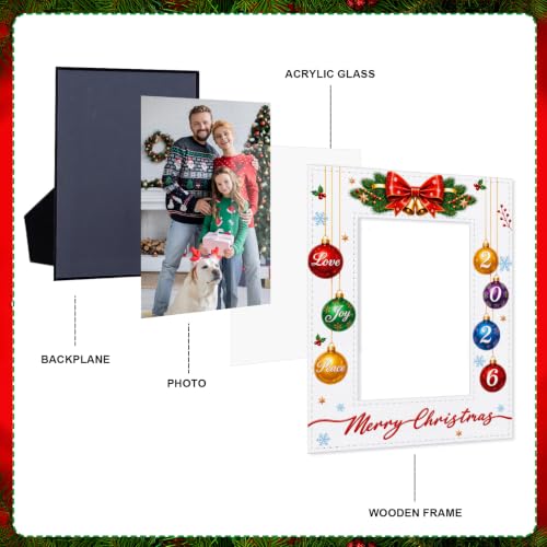 Christmas Picture Frame 4x6 - Love Joy Peace Merry Christmas 2026 White