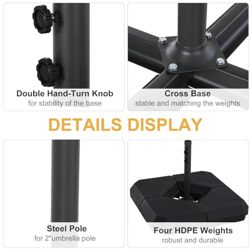 Outsunny Offset Umbrella Base Stand with Cross Support, 132-158 lbs Capacity