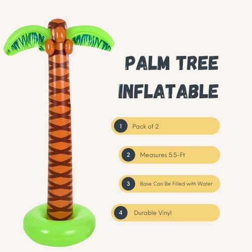 6 Ft Giant Inflatable Palm Trees (2-Pack) - Tropical Luau Party Decor