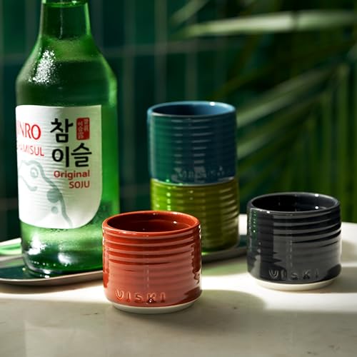 Viski Ceramic Soju Cups Set of 4 – 4 oz Colorful Modern Drinkware