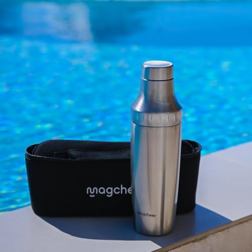 Magcheer Silver 30oz Vacuum Insulated Cocktail Shaker Set with Jigger & Strainer