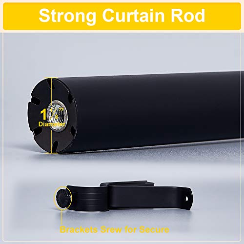 NICETOWN Black Curtain Rods for Windows 28 to 48 inch, 1 1/8 Diameter Adjustable Modern Ball Final Design Decorative Drapery Rod, Matte Black