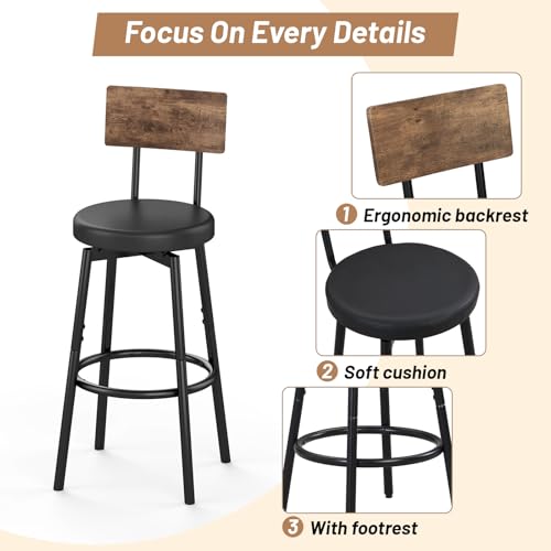 5-Piece Counter Height Dining Table Set with 4 Upholstered Stools