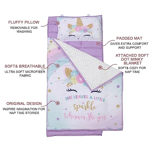 Extra Large Toddler Nap Mat with Pillow and Blanket for Preschool and Daycare