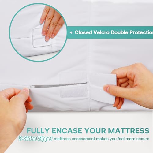 Waterproof Zippered Mattress Protector, Queen Size 60x80, 10 Inch Deep