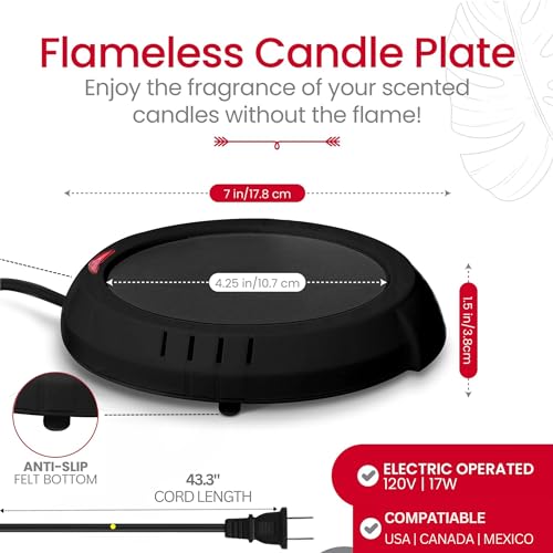 Electric Candle Warmer Plate and Mug Warmer for Desk – 4.25-Inch Black