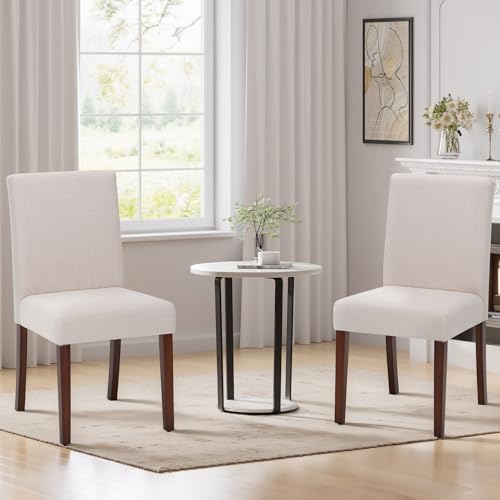 Upholstered Dining Chairs Set of 2, Modern High Back Fabric Kitchen Chairs