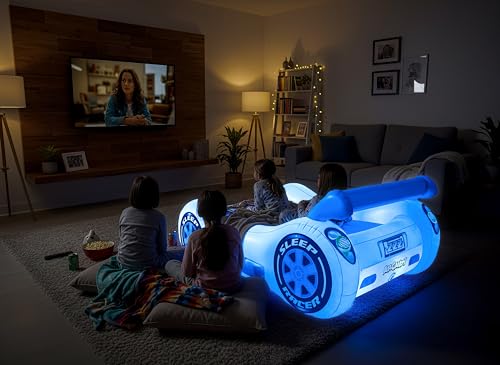 Inflatable Toddler Car Bed with LED Night Light – Portable Kids Air Mattress for Travel