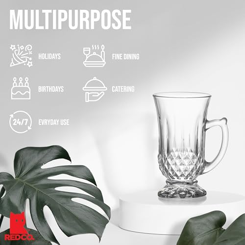 6-Pack Clear Turkish Glass Tea Cups 4.5 Oz Footed Handle Set