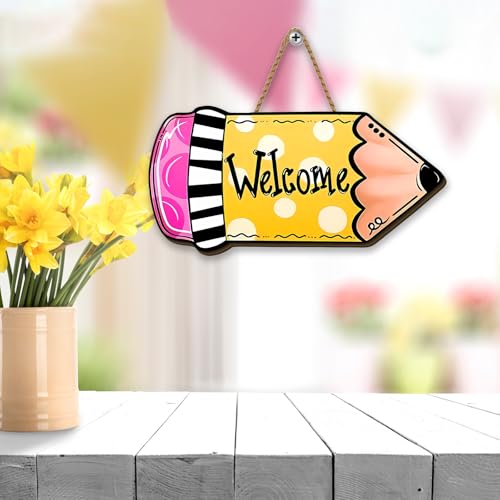 First Day of School Wooden Hanging Sign 12x6 Inch Classroom Door Decor
