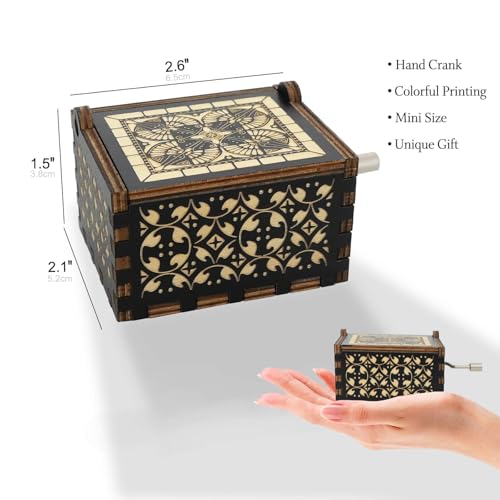 Vintage Hand Crank Wooden Music Box - Can't Help Falling in Love Melody
