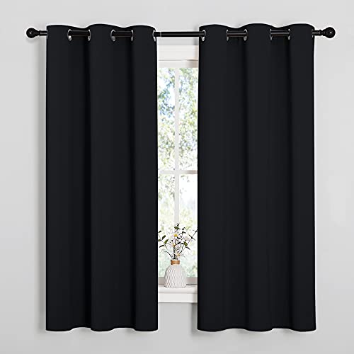NICETOWN Blackout Curtains Thermal Insulated 42x63 Black 2 Panels