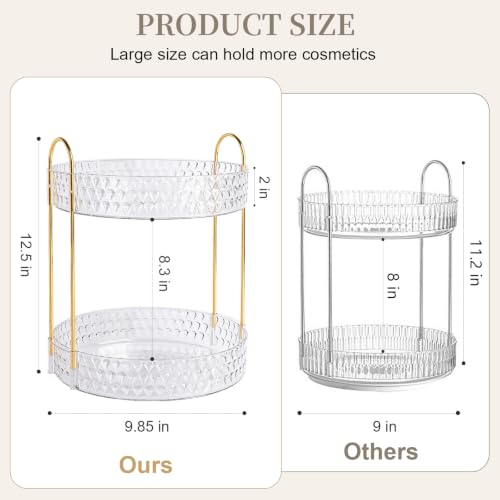 Anyoifax Clear 2-Tier Rotating Makeup Organizer with Gold Accents