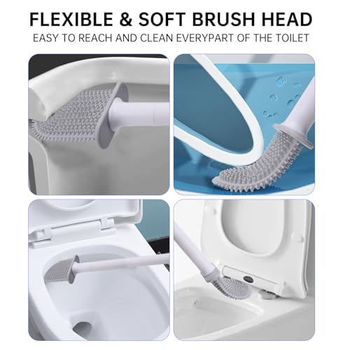 Wall-Mounted Silicone RV Toilet Brush and Holder Set - Anti-Drip Design