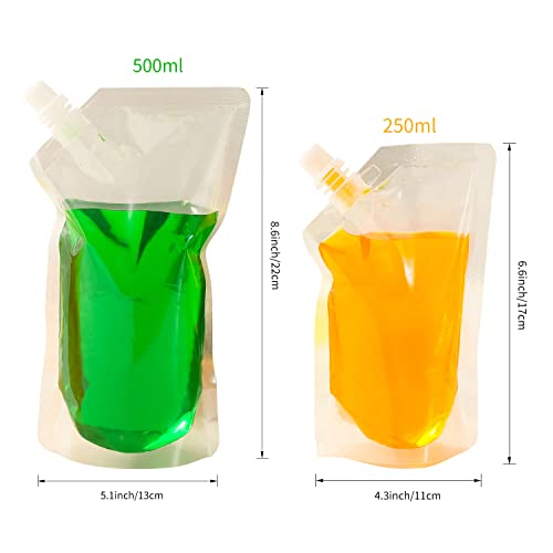 Reusable Drink Pouches with Funnel - 8oz and 16oz Travel Flask Set