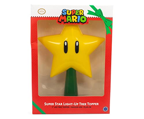 Mario Super Star Light-Up Christmas Tree Topper - 7-Inch Plug-In LED