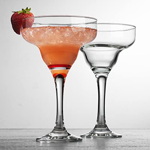 Glaver's Clear Margarita Glasses Set of 4, 10 oz. Stemware for Cocktails & Desserts
