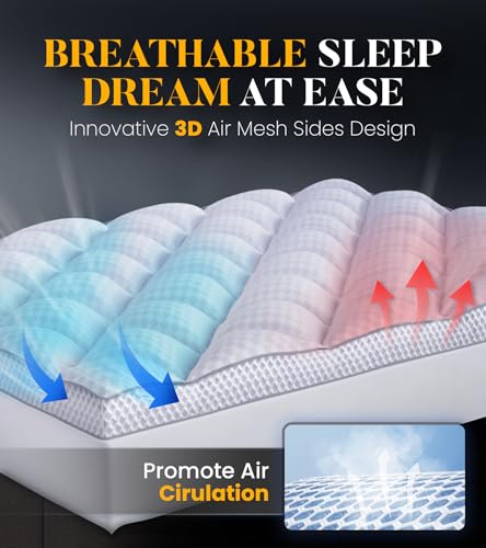 Milcabe 3 Inch Queen Memory Foam Mattress Topper - Plush Pillow Top Pad