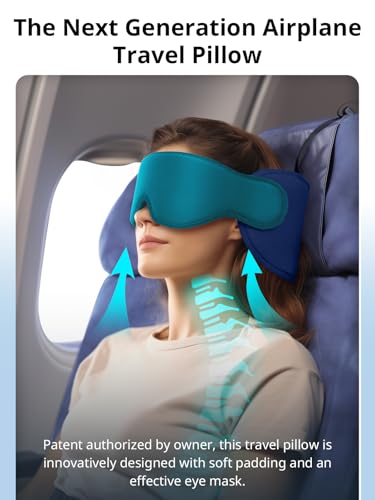 360° Travel Pillow with Eye Mask for Long Flights - Soft Support