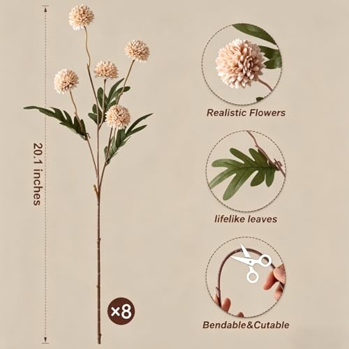 Artificial Chrysanthemum Flowers with Modern Ceramic Vase Set of 3