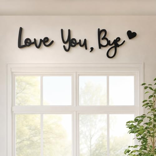 Love You Bye 3D Wooden Wall Sign for Entryway and Above-Door Decor