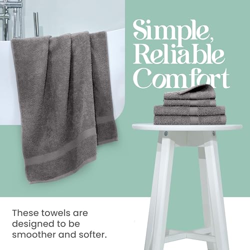 Utica Essential Grey 6-Piece Towel Set - Bath, Hand & Washcloths