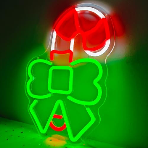 Cheunyar C-Candy Christmas Neon Sign Wall Decor Dimmable LED Light for Bedroom & Party