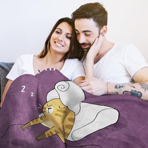 80x60 Inch Purple Wife Nap Blanket - Cozy Gift for Wife from Husband Birthday Christmas