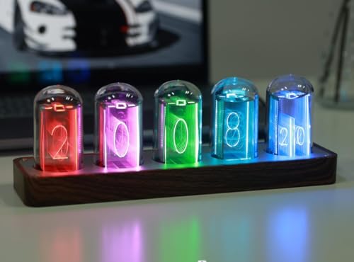 ClocTeck Nixie Tube Clock with Wi-Fi, RGB Color Customization, Alarm & Timer, 12/24H