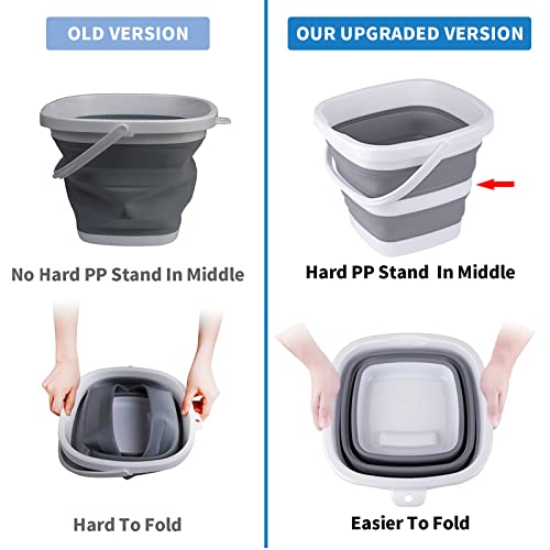 Collapsible Bucket 5L (1.3 Gallon) - Foldable Square Portable Pail