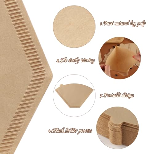 #4 Cone Coffee Filters, 160 Count Unbleached Natural Wood Pulp Disposable