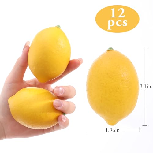 12PCS Realistic Artificial Lemons for Home & Kitchen Decor