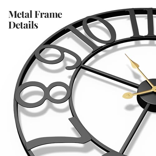 30-Inch Large Modern Metal Wall Clock, Silent Non-Ticking Decorative Clock