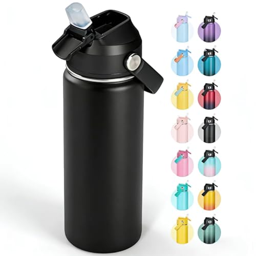 18oz Insulated Stainless Steel Water Bottle with Straw - Vacuum Travel Flask