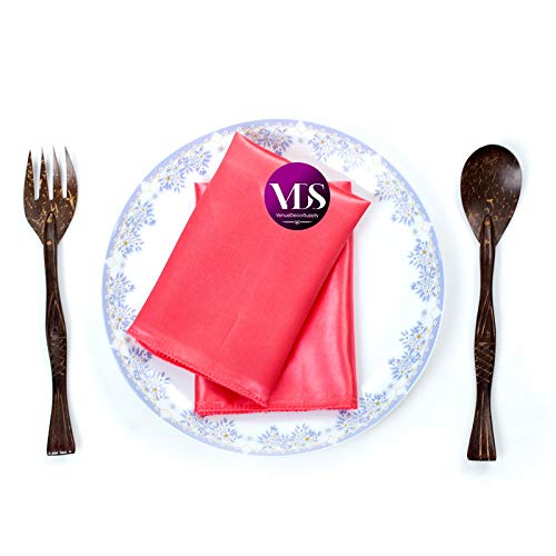 VDS 20x20 Satin Napkins, Coral - Set of 50 for Weddings, Parties & Hotels