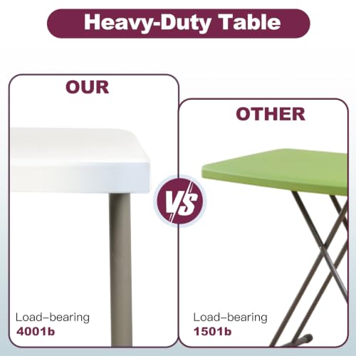 6FT Portable Folding Table, Heavy Duty Plastic Utility Table with Handle
